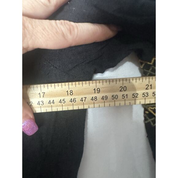 $168 Free People Anouk Black Combo Gold Olive Embroidered Mini Dress‎ S Bohemian - Picture 7 of 10